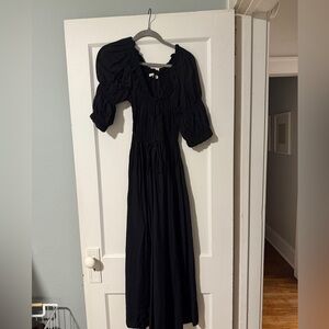 Doen Ischia Black Cotton Voile Dress $350 Medium